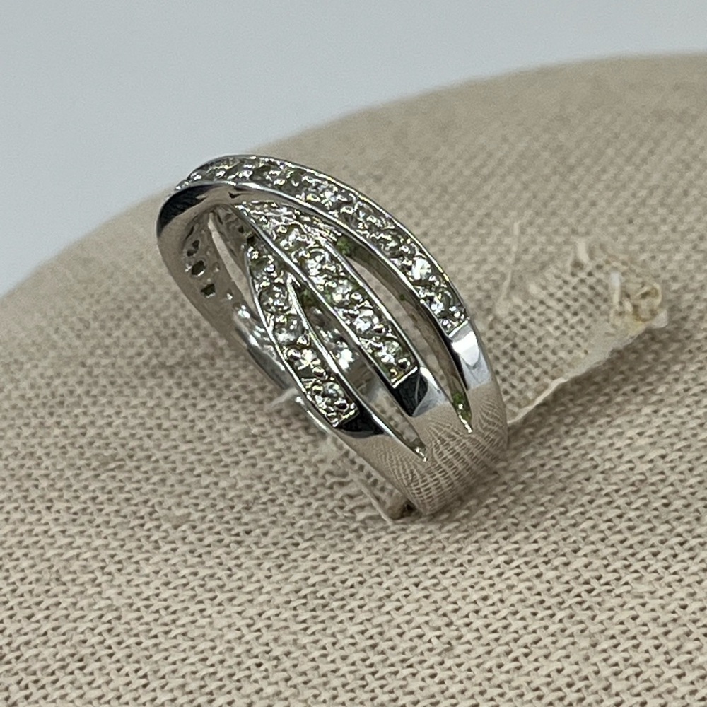 Vintage HAN 925 Sterling Silver Criss-Cross CZ Band Ring – Size 6.75 - Picture 16 of 17